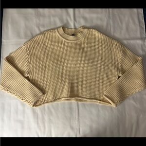 NWT Windsor Coziest Style Waffle Knit Cream Crewneck Sweater